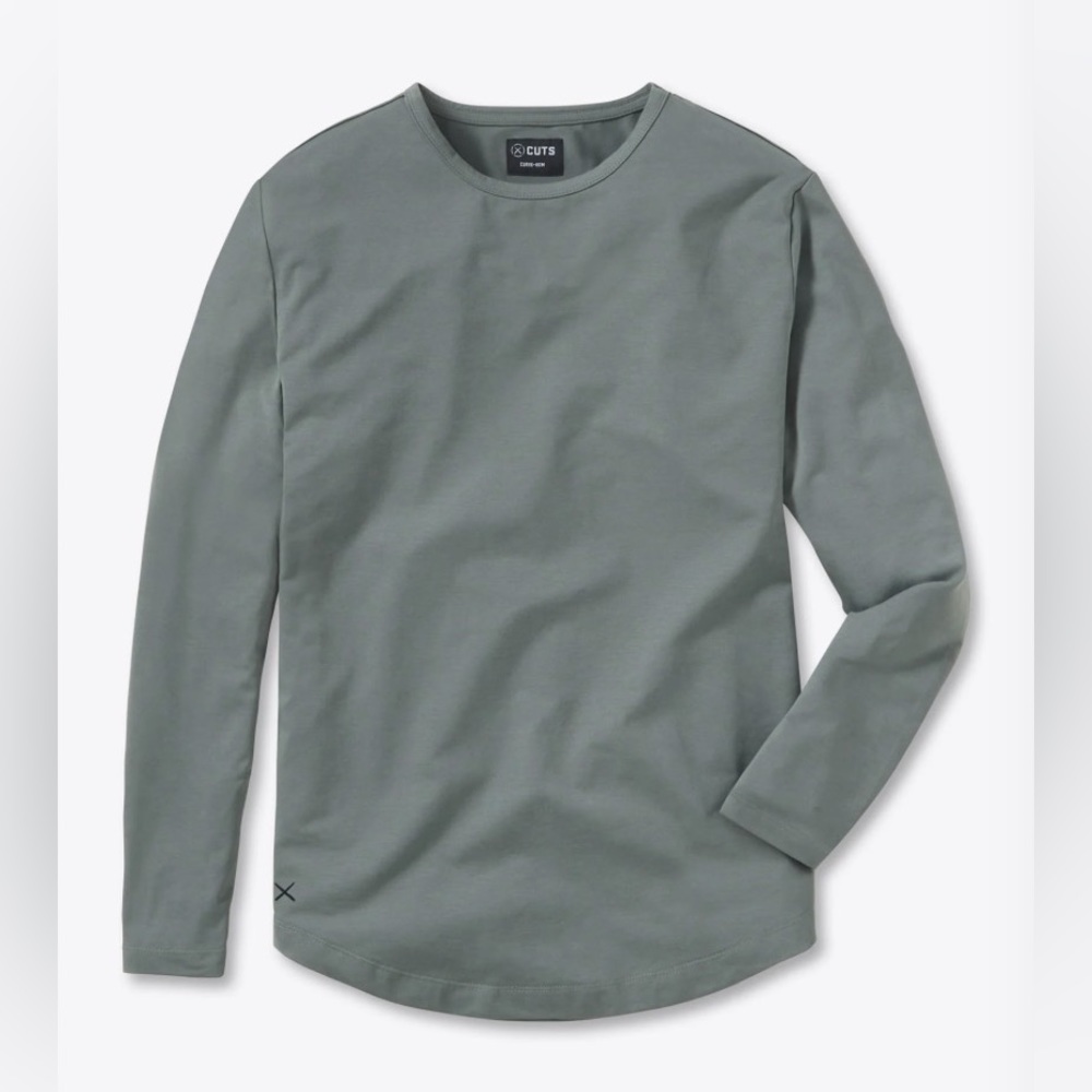 Cuts curve-hem long sleeve shirt